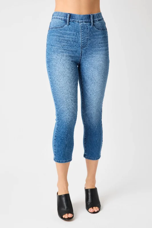 Sustainable Jeans for Eco -Judy Blue High Waist Pull On Cool Capri Denim Jeans 78111