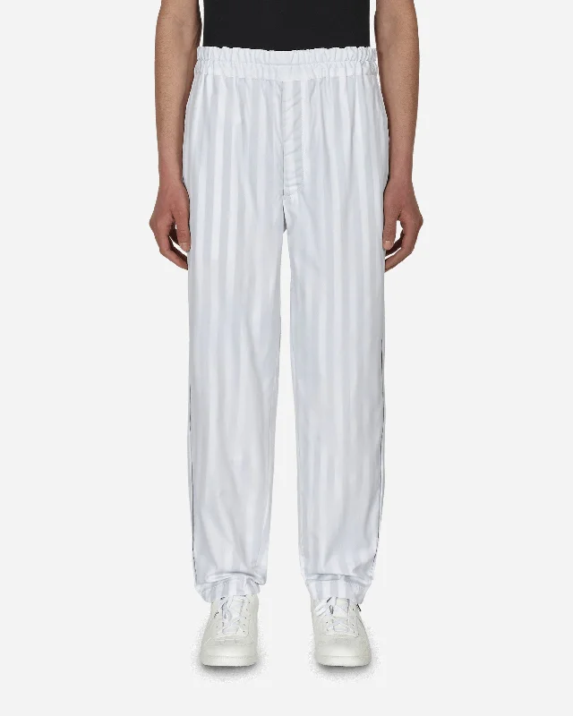 Formal suit pants for wedding guest elegance -Stripe Trousers White