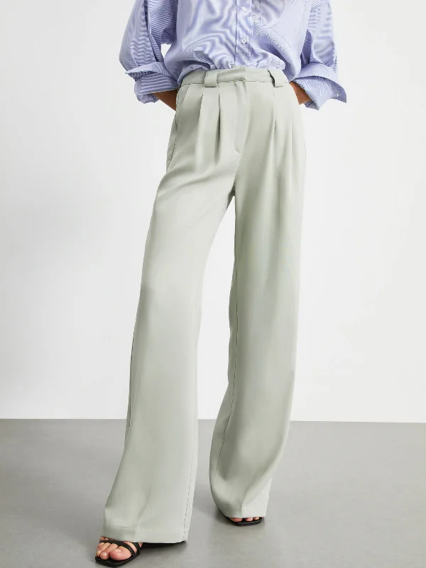 Elegant palazzo pants for formal party outfits -BerryBetty - Business Casual Pockets Pleat Wide Leg Pants