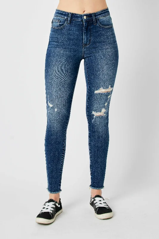 Stretch Jeans for Flexibility -Judy Blue High Waist Destroy Skinny Denim Jeans 82581