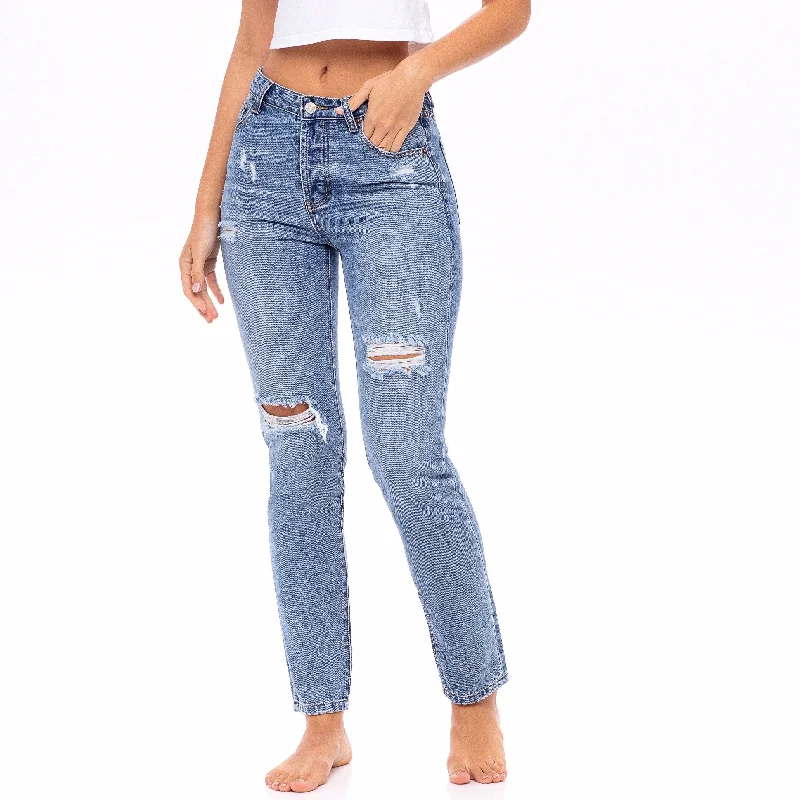 Casual Friday Jeans for Relaxed -Distressed High Waisted Jeans  - The Petunia