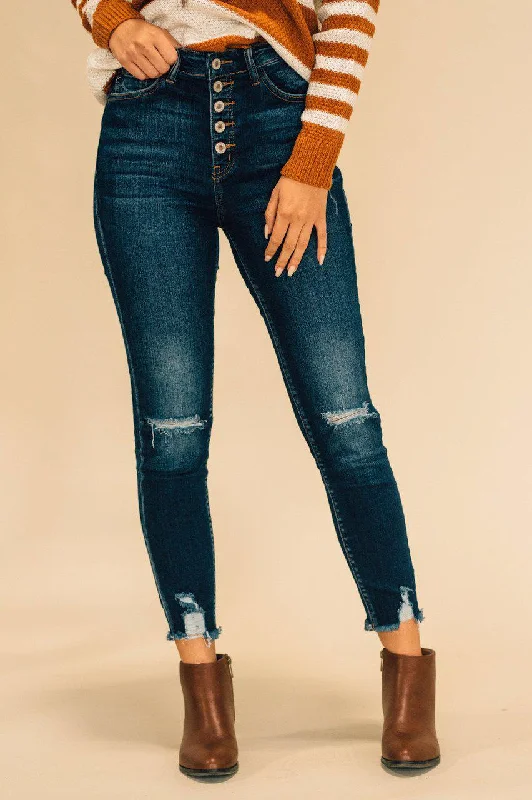 Affordable Jeans for Budget -Paisley Distressed Button Fly Jeans