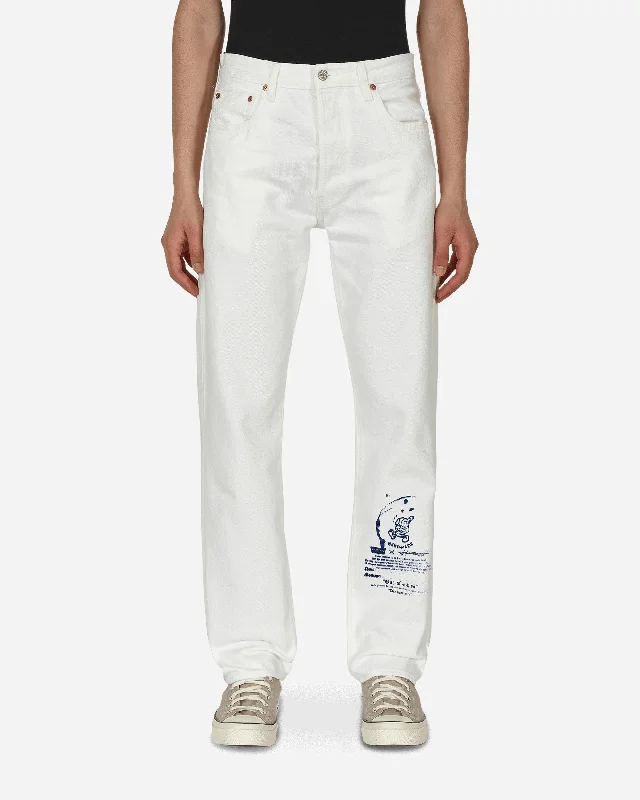 Cozy fleece pants for cold winter nights -Atelier Reservé 1984 501 Jeans White