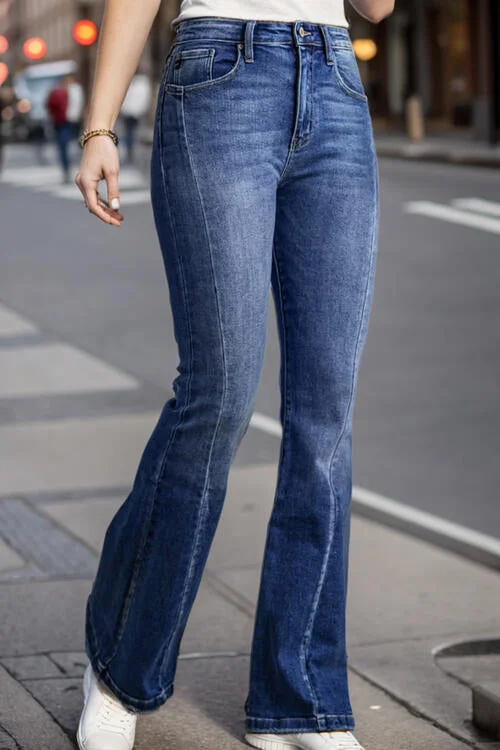 High Waisted Jeans for Shape -Plus Size High Waist Flare Jeans