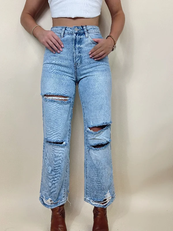 Vintage corduroy pants for retro style vibes -Hailey Destructed Jeans