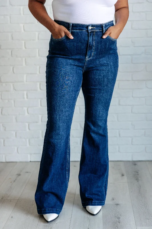 Gray Jeans for Neutral Tone -Mavis High Rise Side Seam Detail Flare Jeans