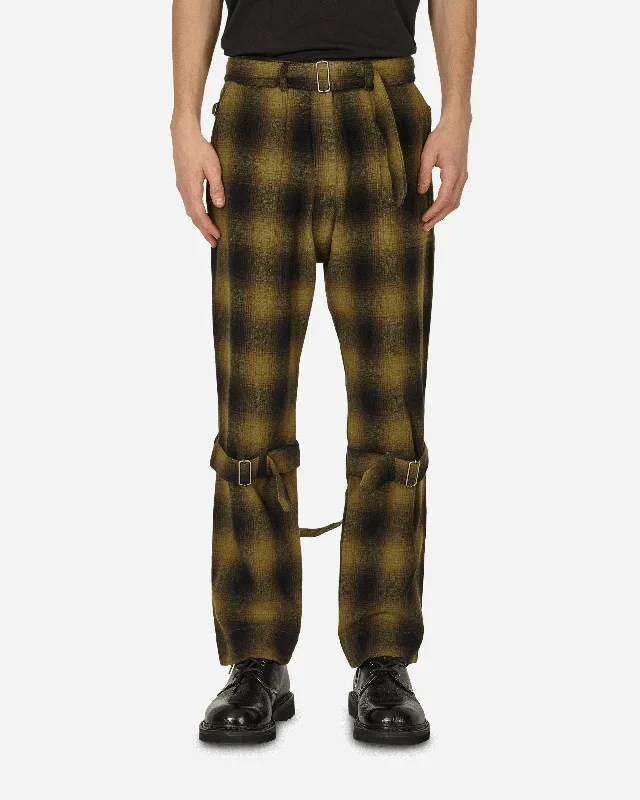 Classic khaki pants for timeless wardrobe staples -Plaid Wool Ombre Bontage Pants Yellow