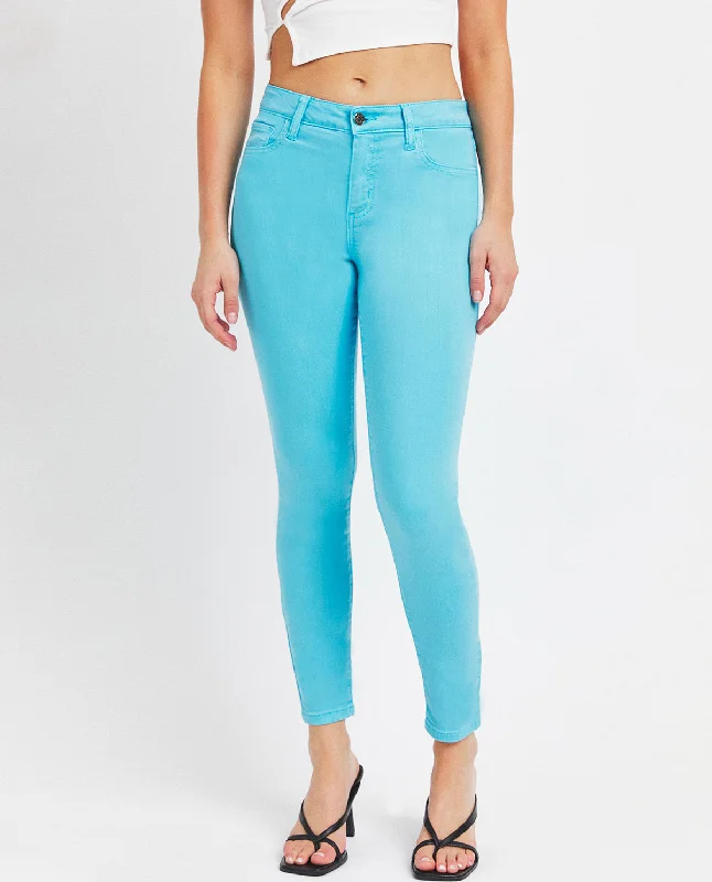 Embellished Back Pocket Jeans for Glamour -Cello Mid Rise Crop Skinny Jeans