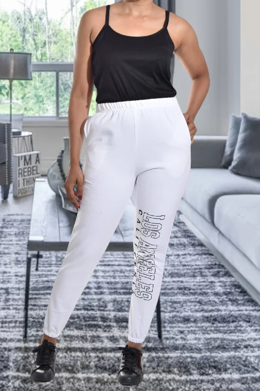 Classic khaki pants for timeless wardrobe staples -Ladies Letter Graphic Off White Track Pants