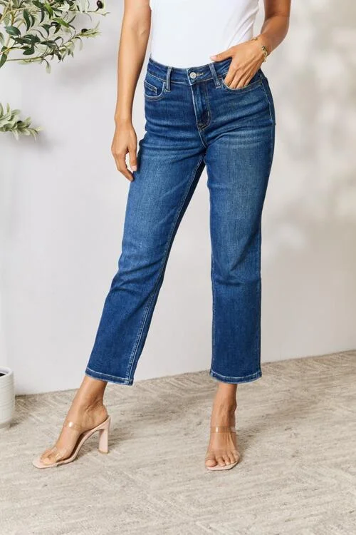 Recycled Jeans for Green -BAYEAS Cropped Straight Jeans