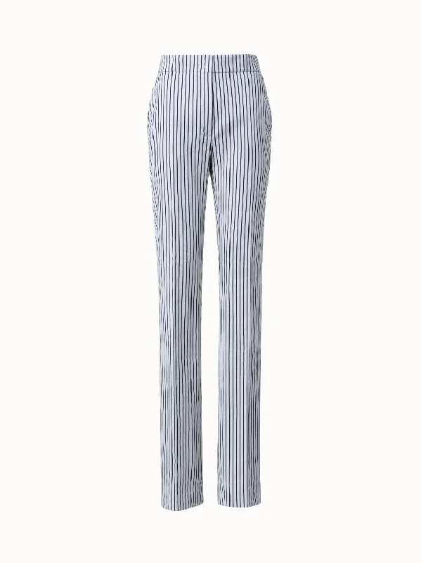 Quick-dry travel pants for adventurous globetrotters -Chio Full Length Pant In Pinstripe Jaquard