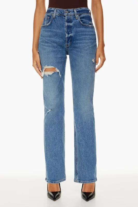 Frayed Hem Jeans for Edgy -Distressed Straight Jeans with Pockets