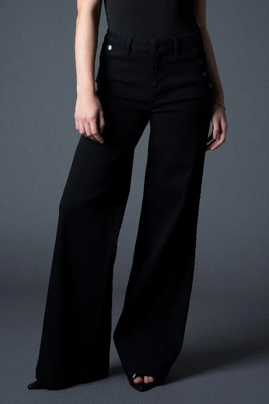 Durable twill pants for tough outdoor jobs -Selena Recycled Wide Leg Trouser in Black