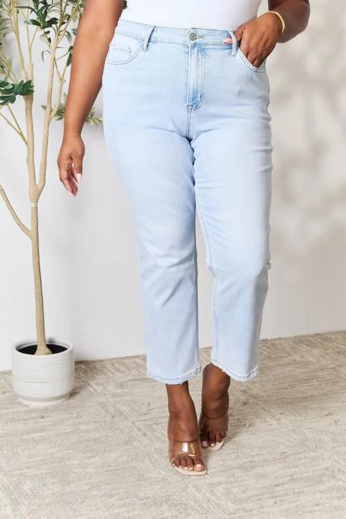 Flare Jeans for Retro Vibe -BAYEAS High Waist Straight Jeans