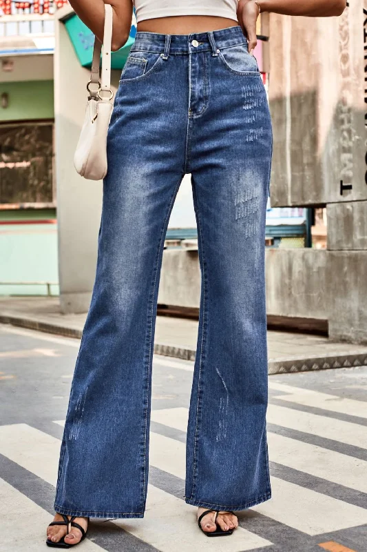 Overalls Jeans for Workwear -Buttoned Loose Fit Jeans with Pockets