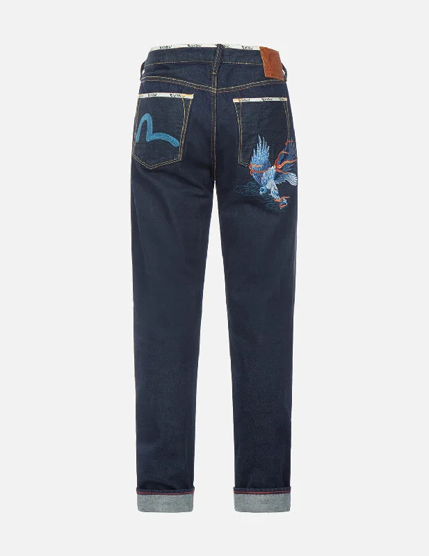 Fashion Jeans for Trendsetter -Seagull and Eagle Embroidery Carrot Fit Jeans #2017