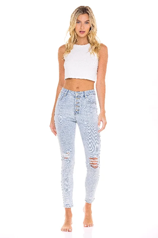 Skinny Jeans for Slim Fit -Star Stitched Pockets - Stretchy High Waisted Jeans - The Violet