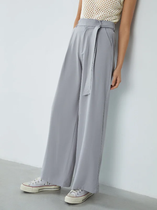 Elegant wide-leg pants for upscale dinner dates -BerryBetty - Effortless Belted Wide Leg Pants