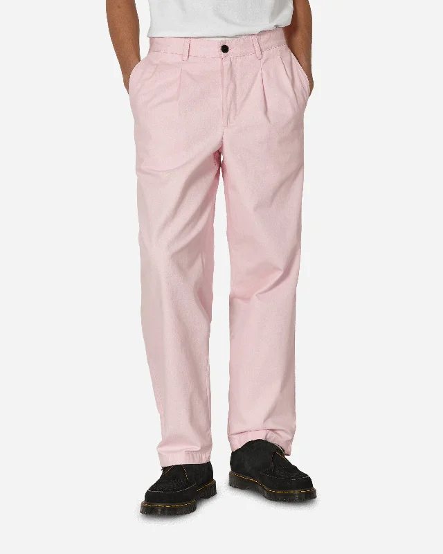 Breathable cotton pants for all-day summer ease -Twill Double-Pleat Pants Pink