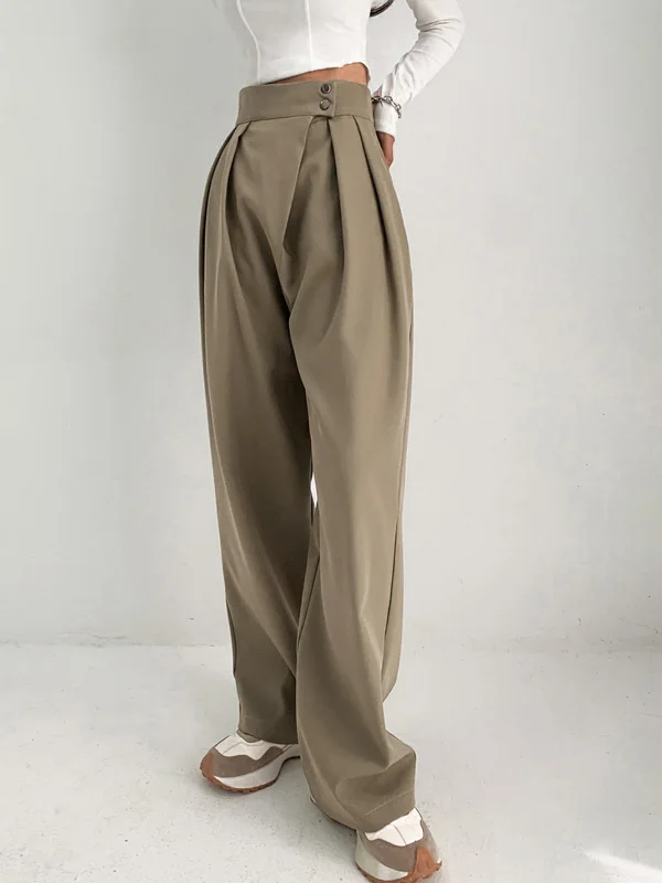 Designer skinny pants for luxury fashion flair -BerryBetty - High Waisted Pleat Front Dress Pants