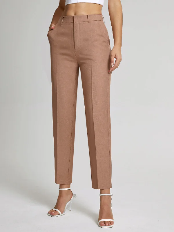 Tapered ankle pants for sleek modern silhouettes -BerryBetty - High Waisted Cropped Skinny Straight Leg Trousers