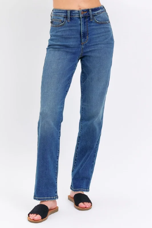 Outdoor Jeans for Adventures -Judy Blue High Waist Straight Denim Jeans 8601