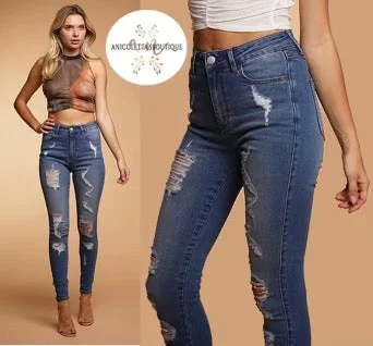 Wedding Jeans for Casual -High Waisted Distressed Jeans