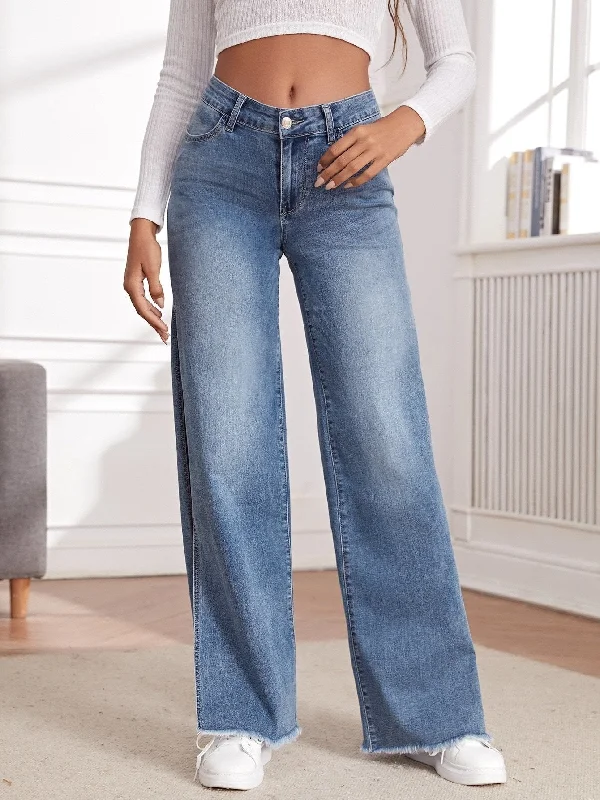 Slim Boyfriend Jeans for Hybrid -BerriesJam - Fashion High Split Wide Leg Elastic Casual Loose Jeans