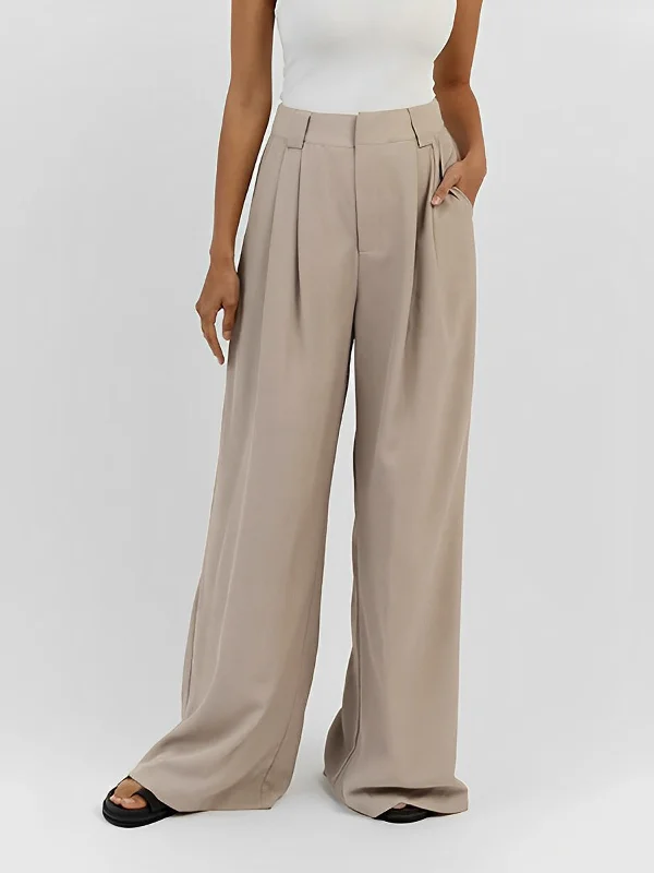 Slim-fit dress pants for sharp evening events -BerryBetty - Fair Play Pleat Wide Leg Pants