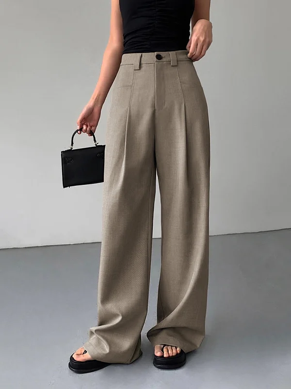 Stylish leather pants for edgy night looks -BerryBetty - Divine Pleat Wide Leg Dress Pants