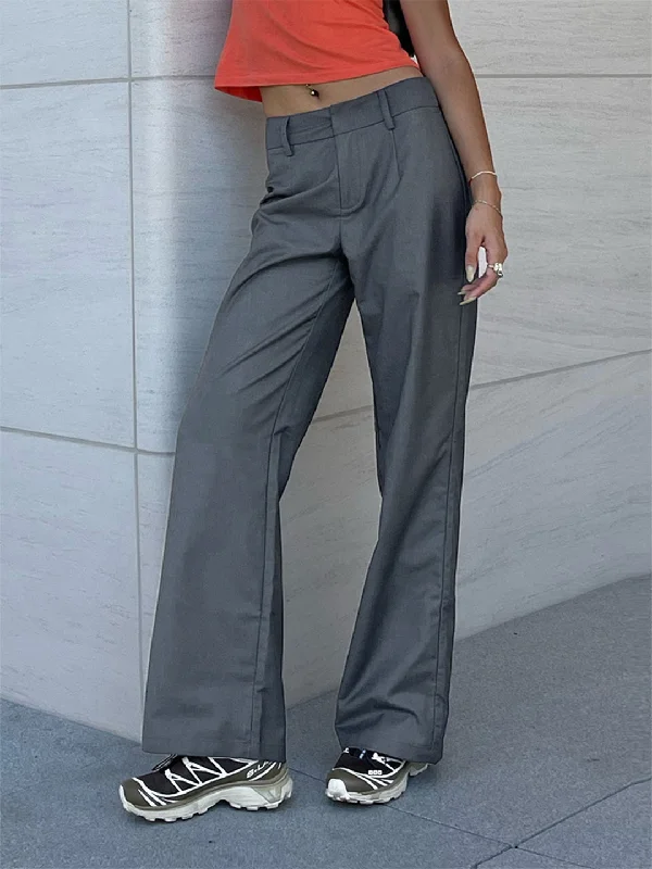 Lightweight linen pants for beach vacation style -BerryBetty - Silver Lining Loose Trousers