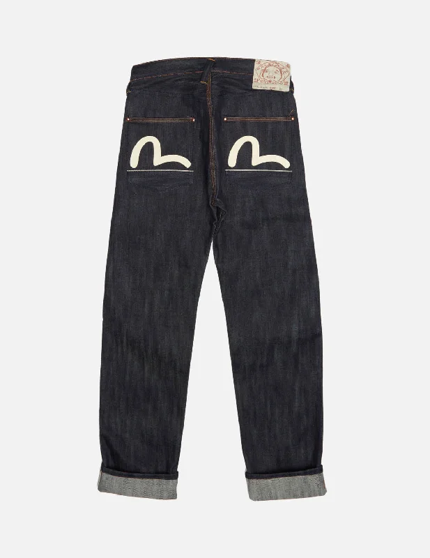 Camping Jeans for Wilderness -HANDPAINTED SEAGULL STRAIGHT FIT RAW DENIM SELVEDGE JEANS