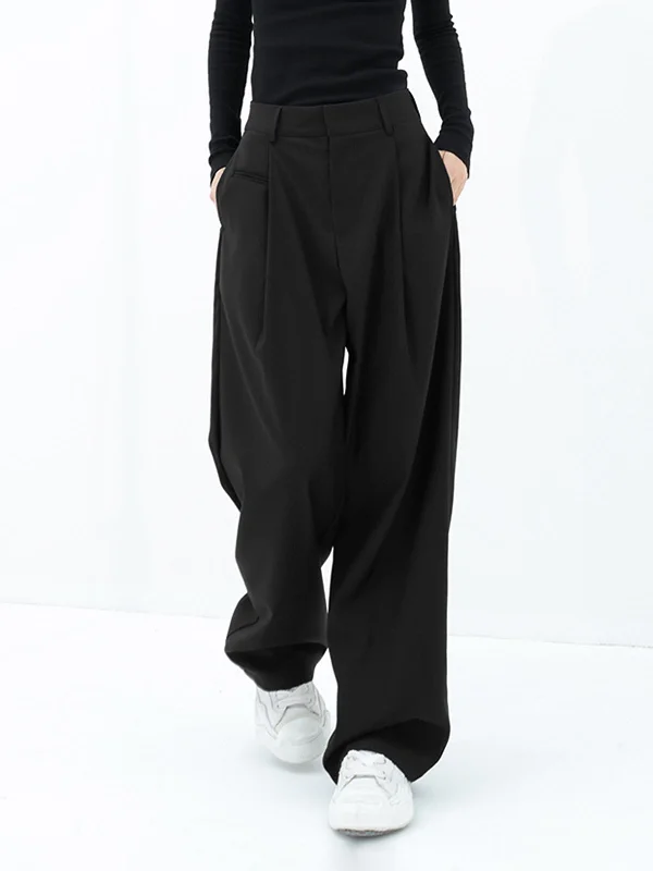 Soft pajama pants for ultimate bedtime comfort -Basic Baggy Wide Trendy Leg Dress Pants