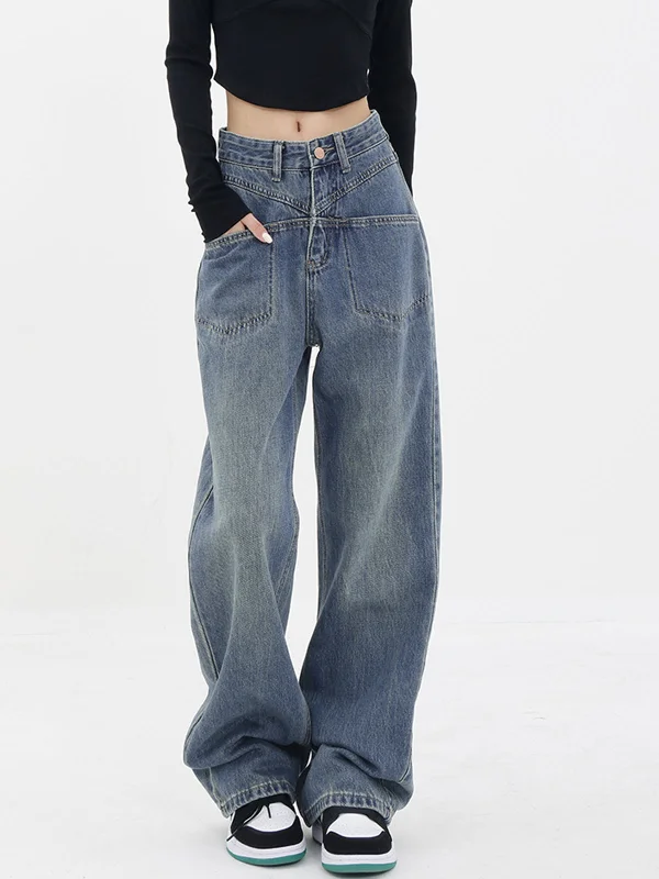 Reinforced cargo pants for heavy-duty field work -BerryBetty - Baddie Baggy Wide Leg Boyfriend Jeans