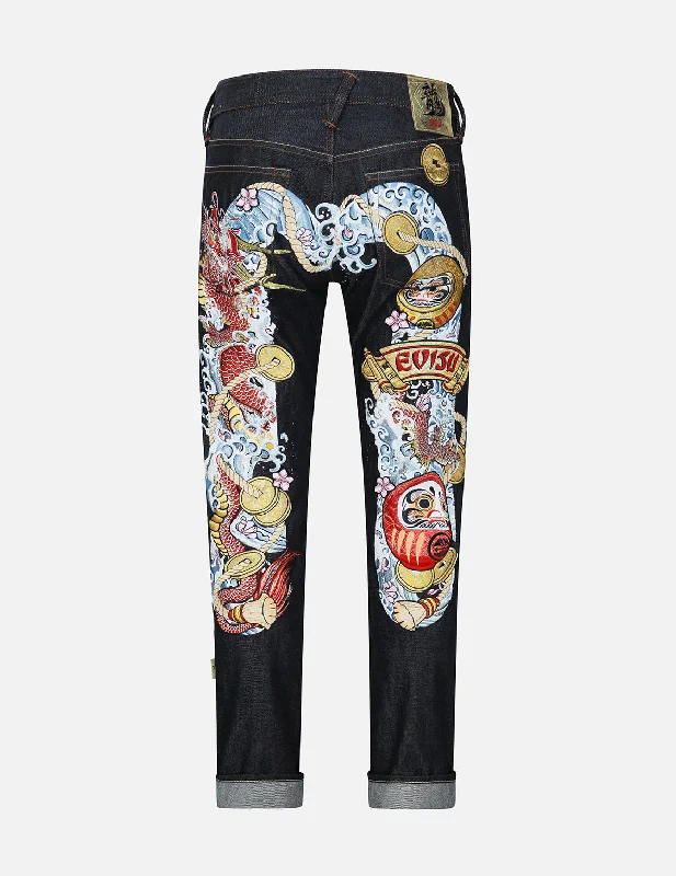 Flare Jeans for Retro Vibe -2024 Limited Edition Year of the Dragon Regular Fit Denim Jeans #2008