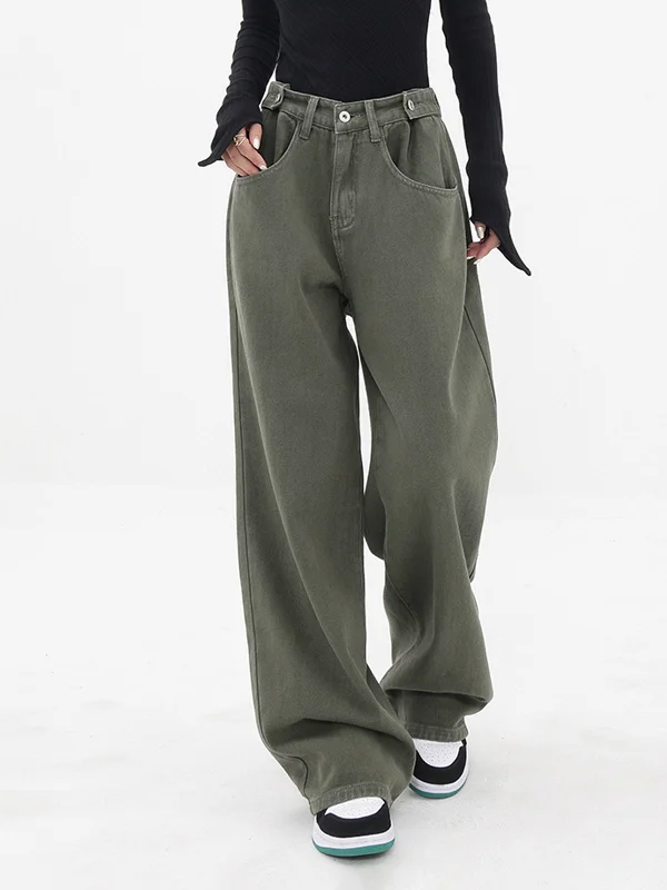 Stylish cropped pants for warm season trends -BerryBetty - Cargo Denim Wide Leg Boyfriend Jeans