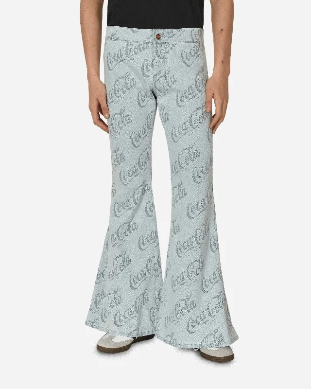 Soft jogger pants for relaxed weekend lounging -Coca-Cola Jacquard Denim Flare Pants Grey