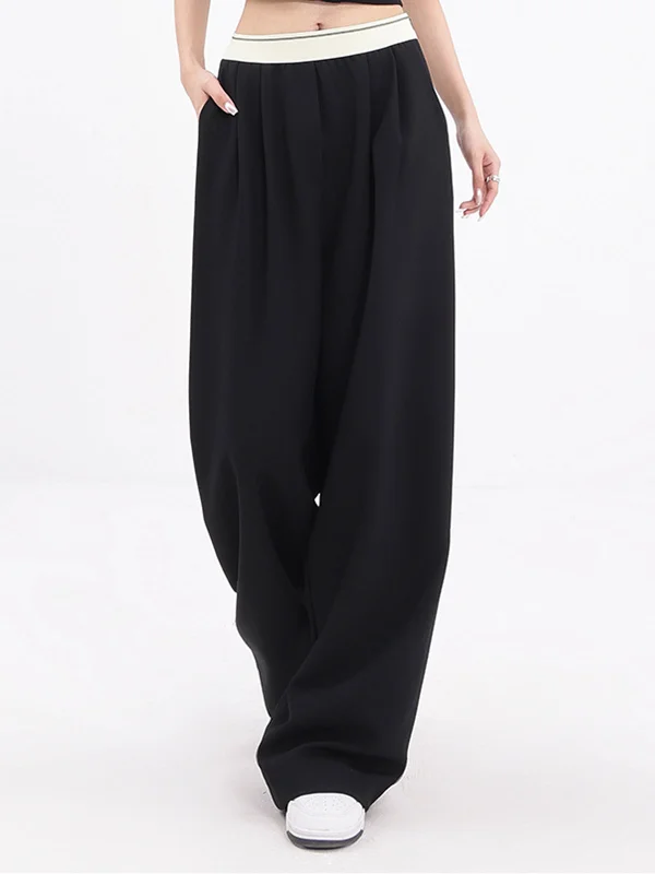 Eco-friendly hemp pants for sustainable clothing choices -BerryBetty - Elastic Waistband Wide Leg Pants