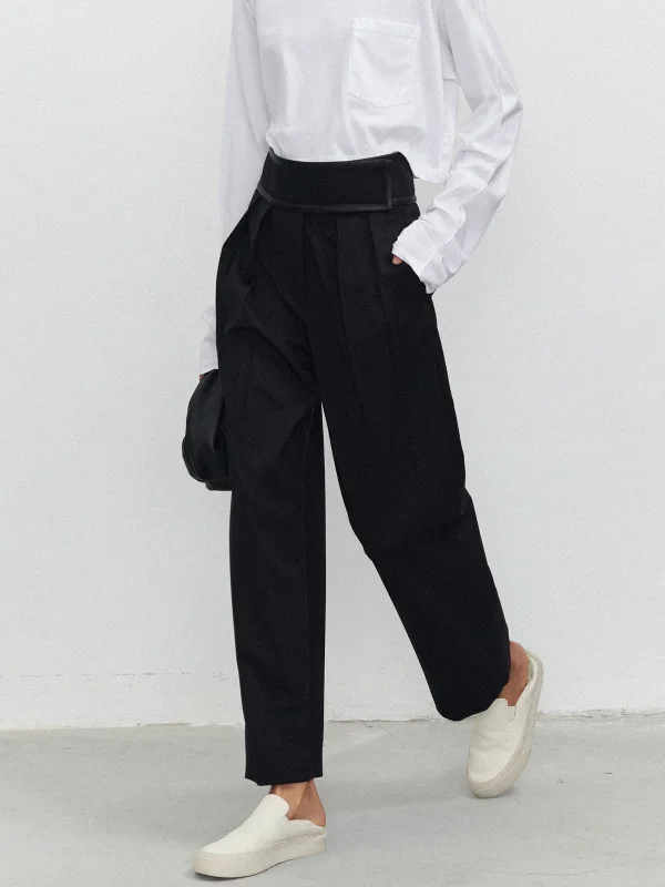 Classic straight-leg pants for versatile daily wear -BerryBetty - Hook-and-Loop Fastener Velcro Dress Pants