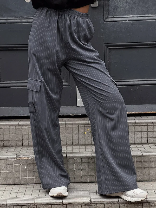 Waterproof work pants for wet job conditions -BerryBetty - Street Pinstripe Cargo Pants