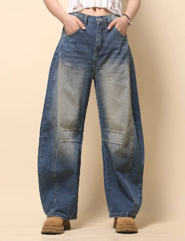 Bootcut Jeans for Flattering -Mid Rise Barrel Jeans