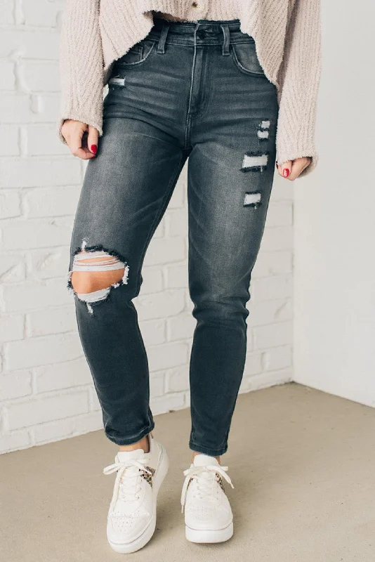 Designer Jeans for Luxury -Daphne Distressed Mom Jeans