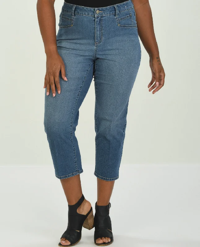 Printed Jeans for Pattern -D Jeans Plus Straight Leg Ankle Jean with Pockets