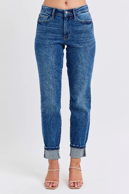 Back Pocket Jeans for Design -Judy Blue Mid Rise Vintage Wash Boyfriend Denim Jeans 82624