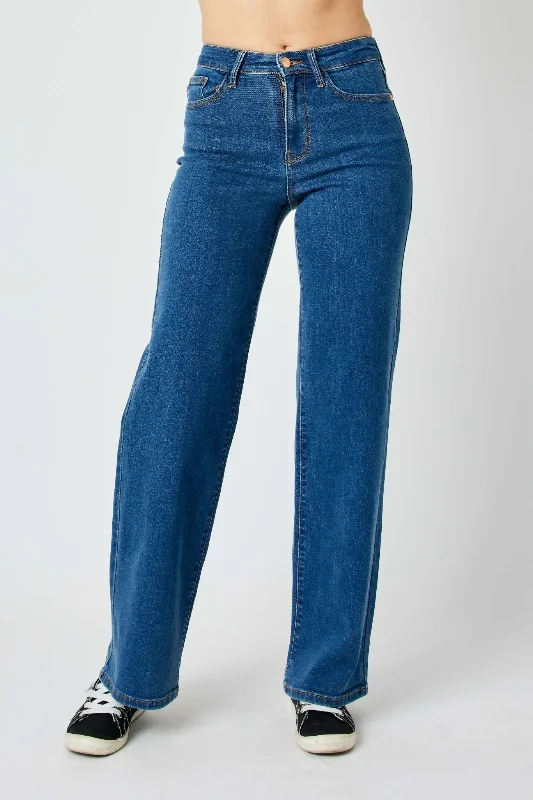 Mom Jeans for Vintage Appeal -Judy Blue High Waist Vintage Wide Leg Denim Jeans 82553