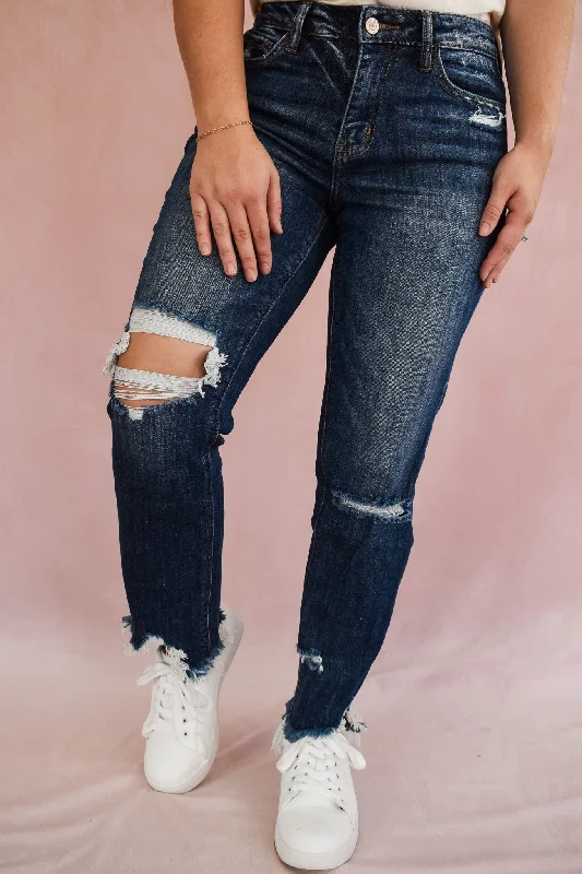 Dark Wash Jeans for Elegance -Vervet High Rise Crop Straight Jeans