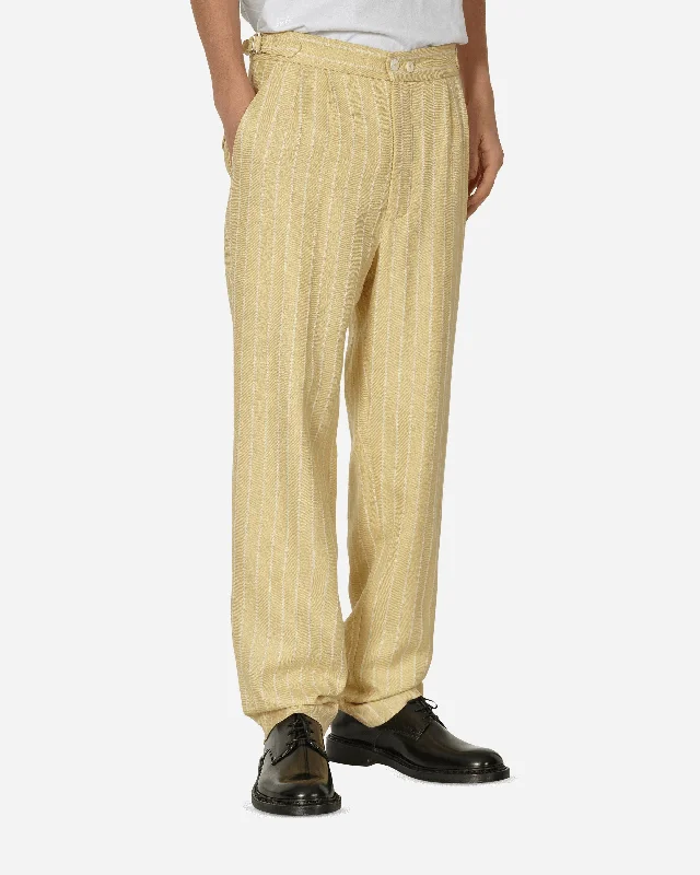 Reinforced cargo pants for heavy-duty field work -Dennis Stripe Trousers Cream / White