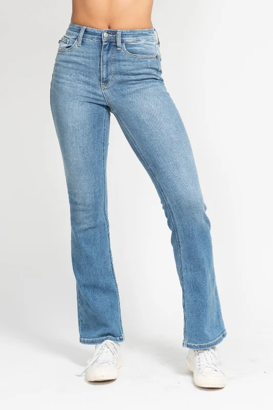 Mom Jeans for Vintage Appeal -Judy Blue High Waist Classic Contrast Wash Bootcut Denim Jeans 82515