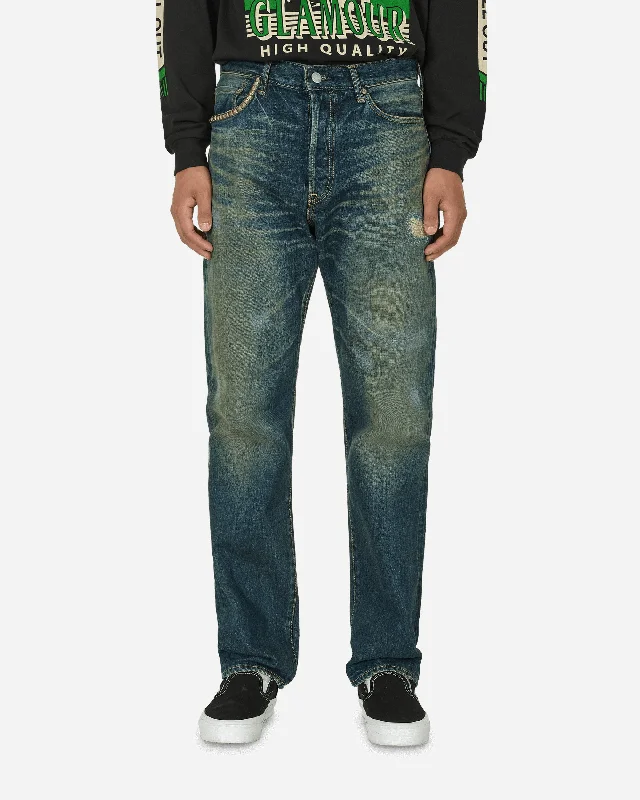 Rugged outdoor pants for mountain climbing strength -RCR Processed 50's XX Straight Denim Pants Indigo