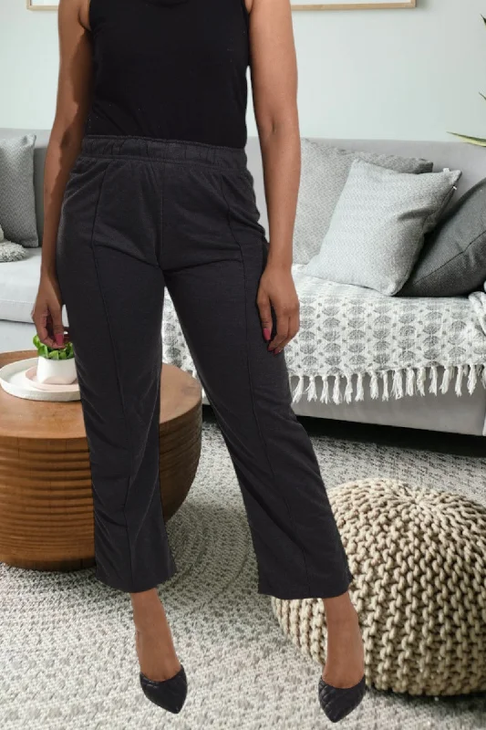 Lightweight travel pants for long flight comfort -Dark Grey Waisted Pants